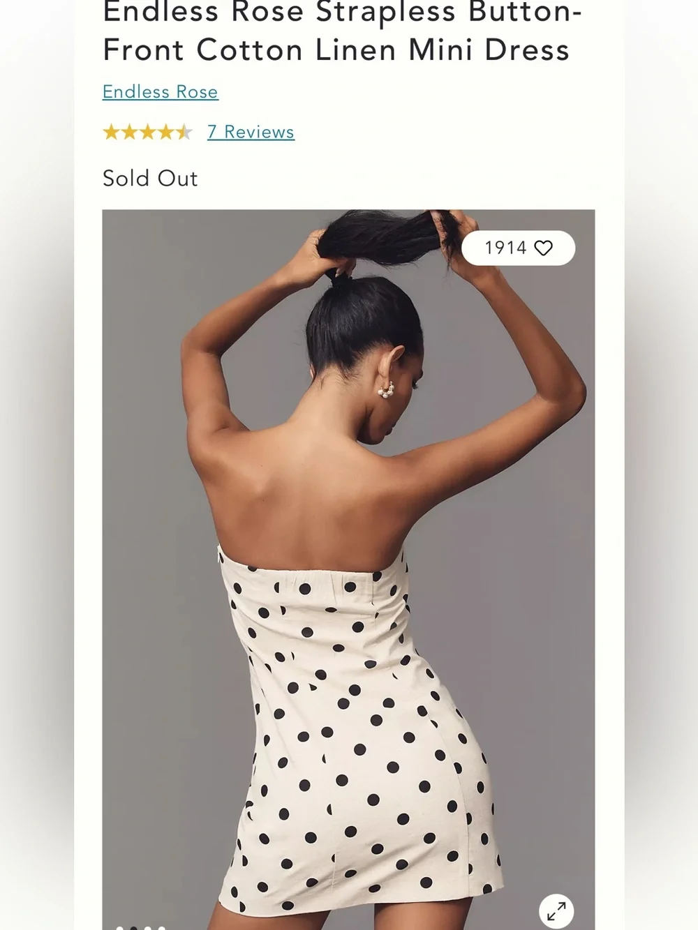 Anthropologie Endless Rose Strapless Polka Dot Mini Dress in Cream and Black - Picture 3 of 7